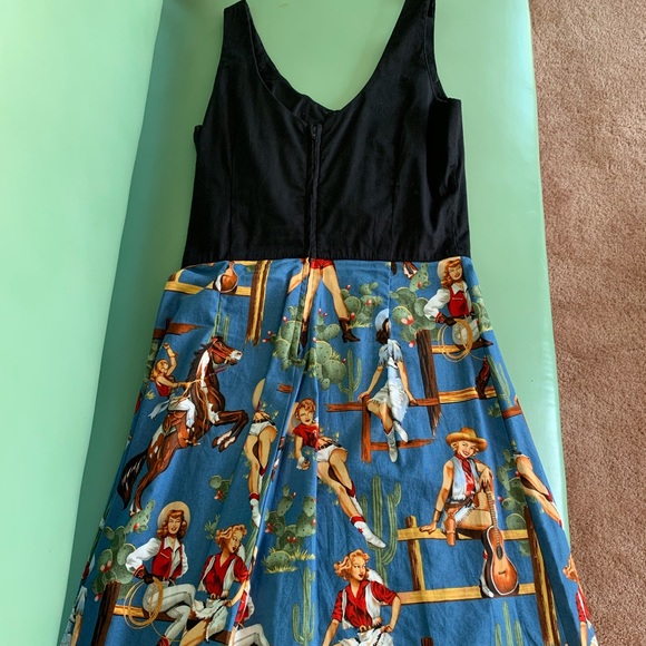 Rock Steady Cowgirl Pinup Dress Medium - Picture 6 of 8